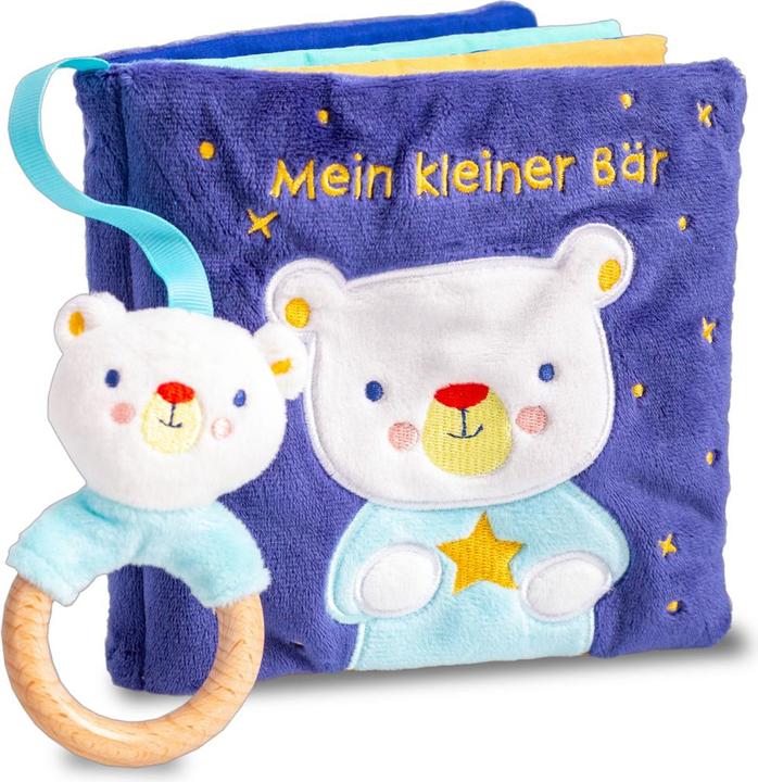 Actual product image My favourite cuddle book with real wooden teething ring. My little bear (German)