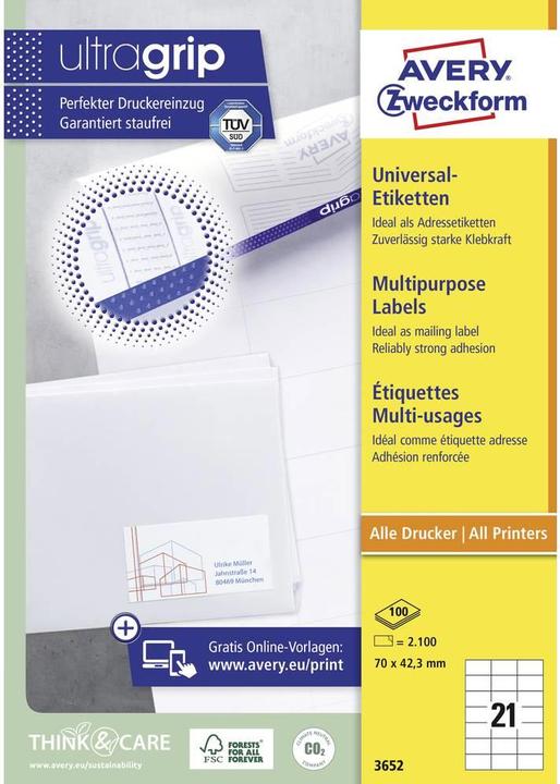 Actual product image Avery universal labels