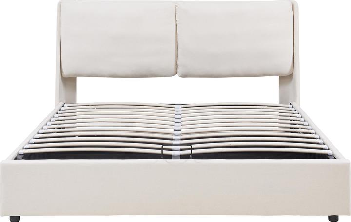 Actual product image En.Casa Polsterbett Lunner mit Bettkasten 140x200 cm Beige (200 x 140 cm)