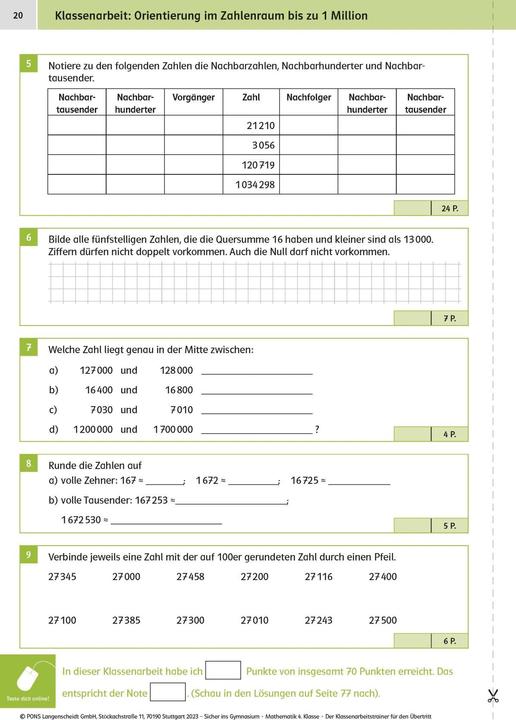 Immagine prodotto Sicher ins Gymnasium: Klassenarbeitstrainer für den Übertritt Mathematik 4. Klasse (Tedesco, 2023)