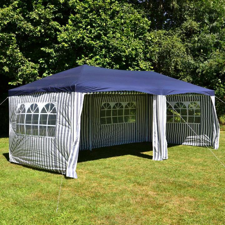 Produktbild VCM Pavillon Partyzelt blau 3x6m PE 110g/m² Gartenzelt Festzelt Eventzelt Marktzelt (600 cm, 600 cm)