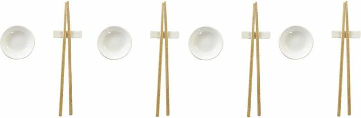 Produktbild DKD Home Decor Sushi-Set Bambus Steingut Weiss natürlich Orientalisch 27,3 x 20,3 x 2,5 cm (12 Stück) (12 Stück)