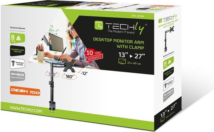 Actual product image Techly Desk mount for LCD TV LED 13 27 center arm tilt clamp (Table, 27")