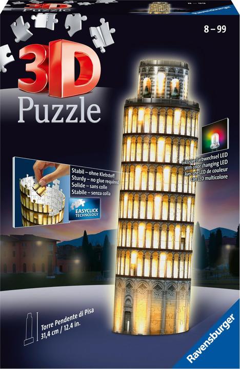 Actual product image Ravensburger 3D - Tower of Pisa Night Edition (216 pieces)