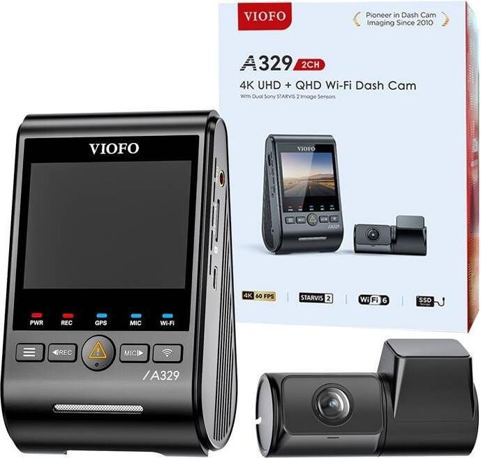 Viofo A329 2CH 4K 60FPS + 2K WiFi, GPS (Wi-Fi, GPS receiver, Accelerometer, Built-in microphone, 4K)