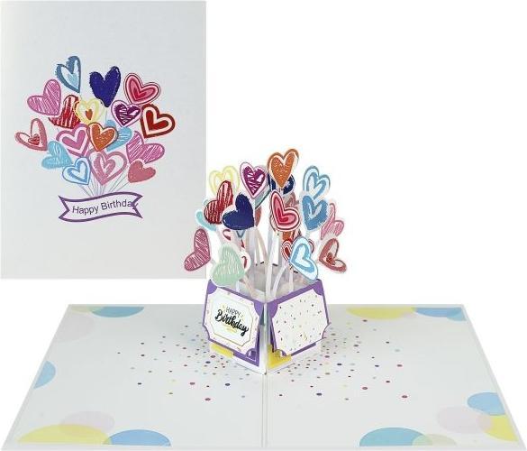 Actual product image MU Classic 3D Pop-Up Geburtstags Glückwunschkarte - Ballonherzen (1 pcs.)