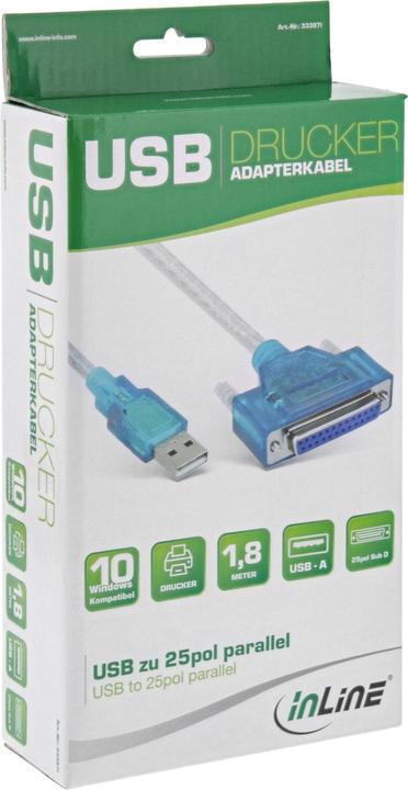 Produktbild InLine USB zu 25pol parallel (1.80 m, Parallel (Drucker))