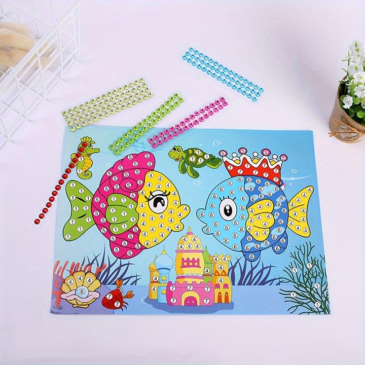 Produktbild Activity Board 5 Stück Whimsical DIY Diamond Sticker - bunte Einhorn-, Regenbogen- und Blumenmotive mit