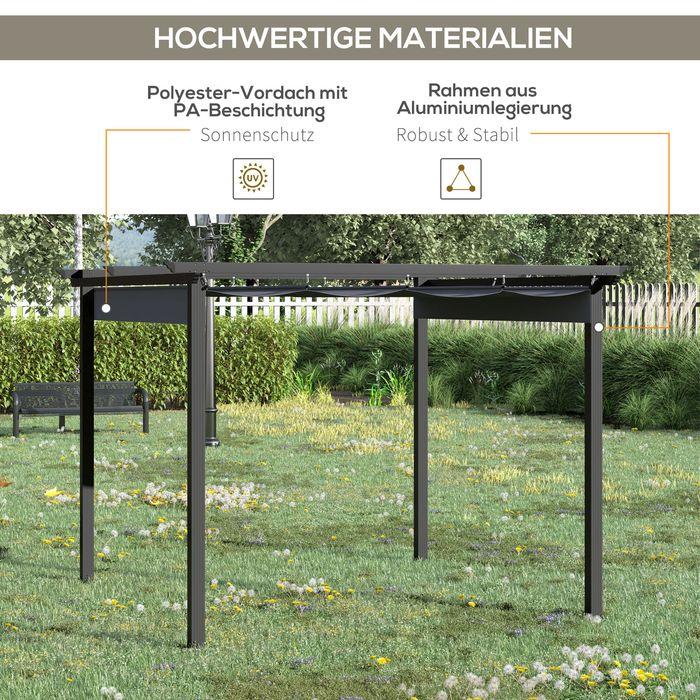 Actual product image Swisshandel24 Pergola 2.95x2.95 m gazebo patio cover with sliding roof aluminium polyester grey (295 cm, 295 cm)