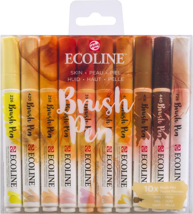 Actual product image Talens Ecoline Brush Pen Set 11509816 ass. Skin 10 pieces (Pastel red, Sepia light, Sepia dark, Sepia, Pastel pink, Pastel yellow, Beige, Pink beige, Apricot tree, 10 x)