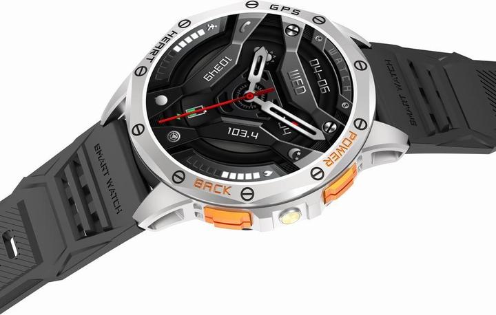 Image du produit Gravity GPS GT24-4 Herren-Smartwatch, schwarzes Silikonarmband + orangefarbenes Silikonarmband