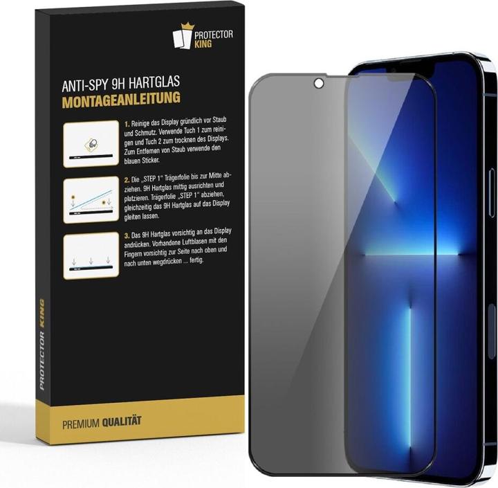 Produktbild Protectorking 2x Echtes Tempered 9H Panzerhartglas Blickschutz (2 Stück, Apple iPhone 13 Pro)
