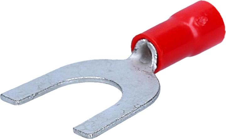 Kalitec 100 Stück GKSRU6 Kabelschuhe Gabelkabelschuhe 0,5-1,5mm² I rot teilisoliert I PVC Kragen U6