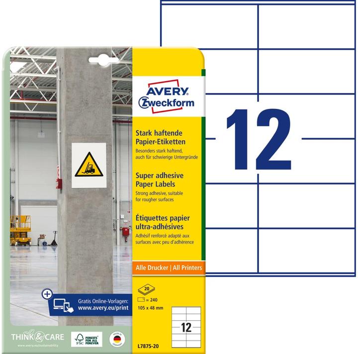 Actual product image Avery Strongly adhesive paper labels