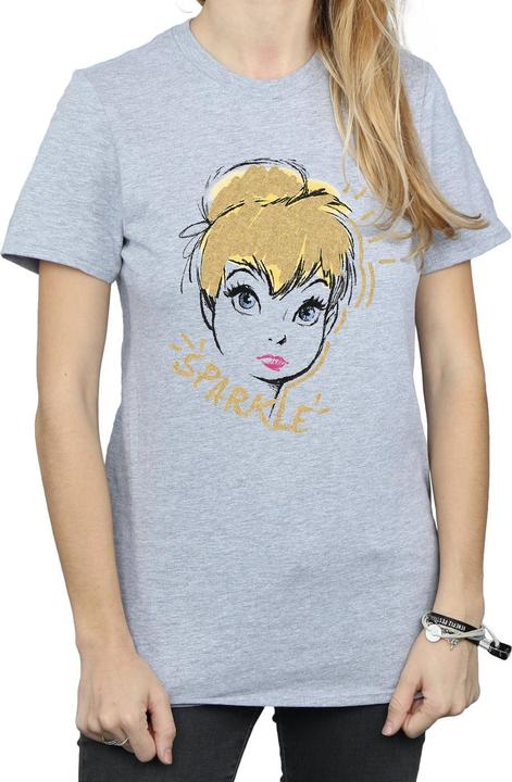 Actual product image Disney Womens/Ladies Tinkerbell Sparkle Cotton Boyfriend T-Shirt (S)