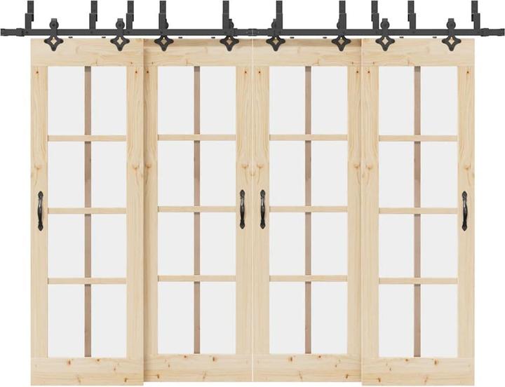 Produktbild VidaXL Schiebetürbeschlag-Set 152,5 cm Stahl Schwarz Schiebetürbeschlag Satz