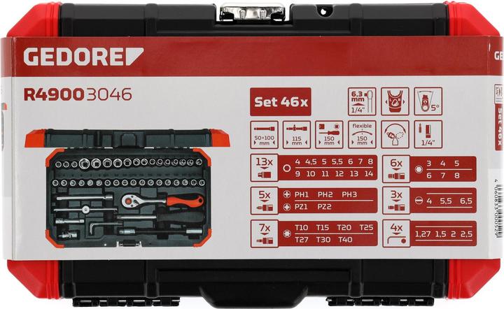 Actual product image Gedore Red Socket spanner set 1/4 46-piece