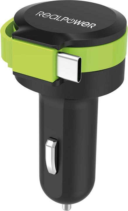 Image du produit RealPower Car Charger C intégré Câble USB-C+ 1x USB