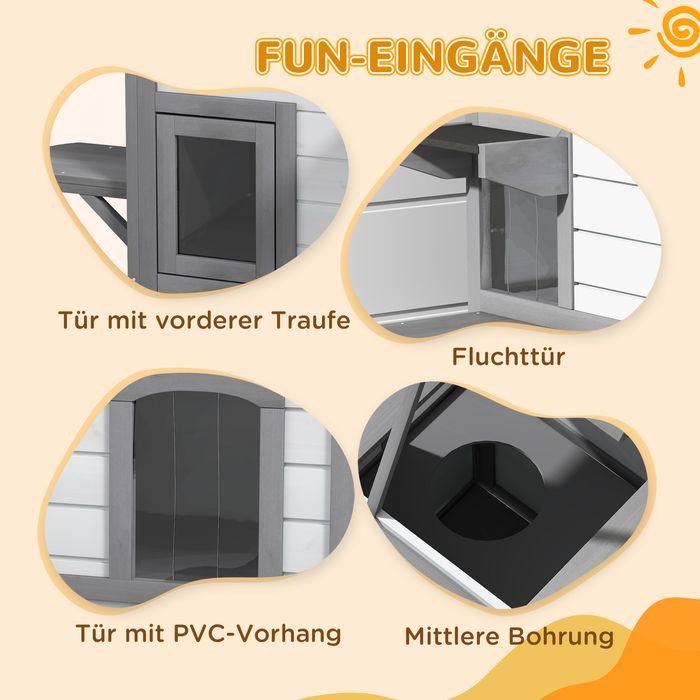 Actual product image Swisshandel24 Cat house Cat hut Cat cave, 2 floors, weatherproof, 78.1cmx55.2cmx90.8cm, white + grey (Cat)
