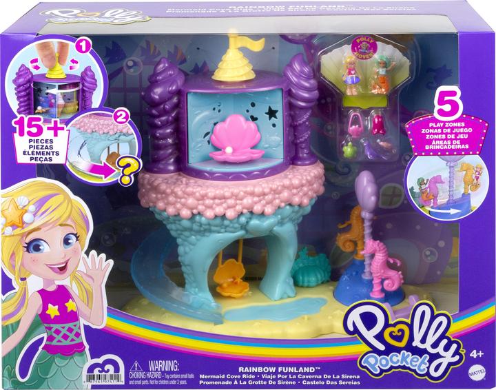 Actual product image Polly Pocket Pollyville Rainbow Funland Mermaid Princess Ride