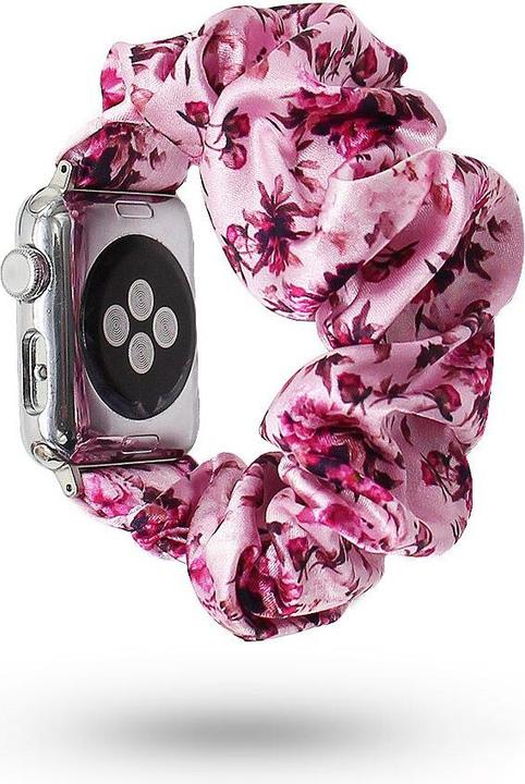 Produktbild PhoneLook Blumen scrunchies armband rosa 38mm / 40mm / 41mm (38 mm, 40 mm, 41 mm, Stoff)
