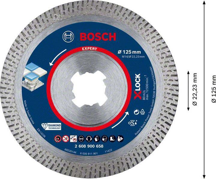 Actual product image Bosch Professional Zubehör EXPERT HardCeramic X-LOCK diamond cutting discs, 125 x 22.23 x 1.4 x 10 mm