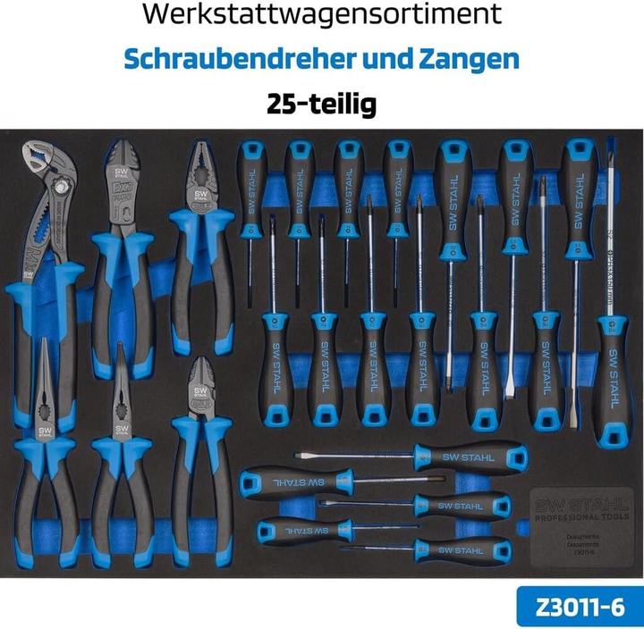 Image du produit SW-Stahl Z3116 Chariot d'atelier professionnel TT801 bleu I 8 tiroirs I 3 tiroirs remplis I 213 pièces I (213 x)