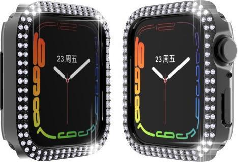 Actual product image Cover-Discount Apple Watch 45mm - glitter rhinestones protective case black