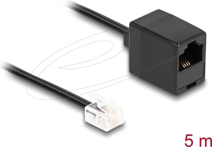 Image du produit Delock Câble téléphonique RJ11 mâle vers RJ45 femelle noir 5 m