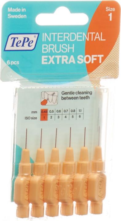 Produktbild TePe Interdental Brush 0.45mm x-soft orange (6 x, 0.45 mm)