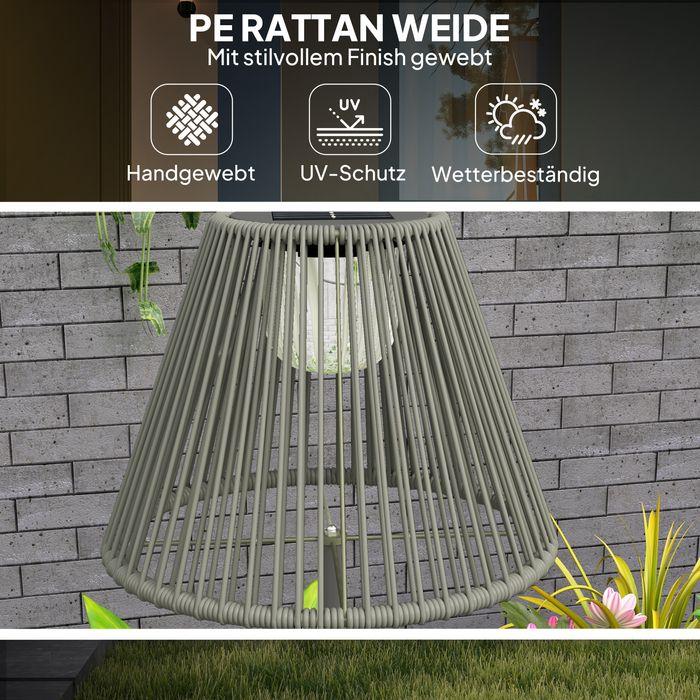 Actual product image Swisshandel24 Stehlampe Rattan Solarlampen mit Lichtsensor Boho-Stil IP44 Ø33x135 cm (15 lm, IP44)