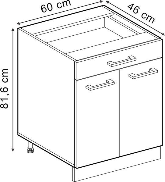 Produktbild Vicco Küchenunterschrank R-Line, Weiss Landhaus/Goldkraft Eiche, 60 cm mit Schublade, AP Anthrazit