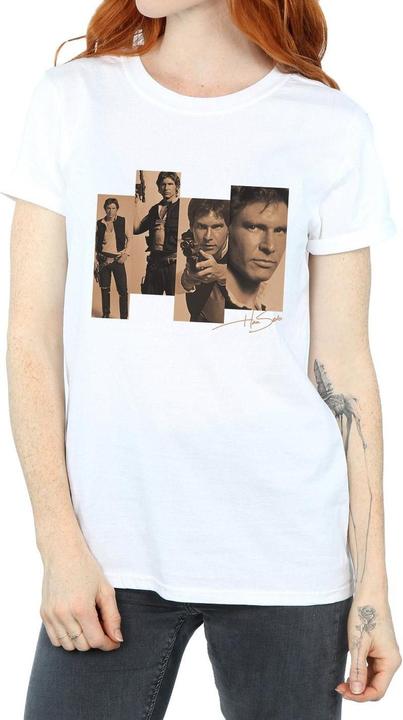 Actual product image Star Wars Womens/Ladies Han Solo Photoshoot Cotton Boyfriend T-Shirt (L)