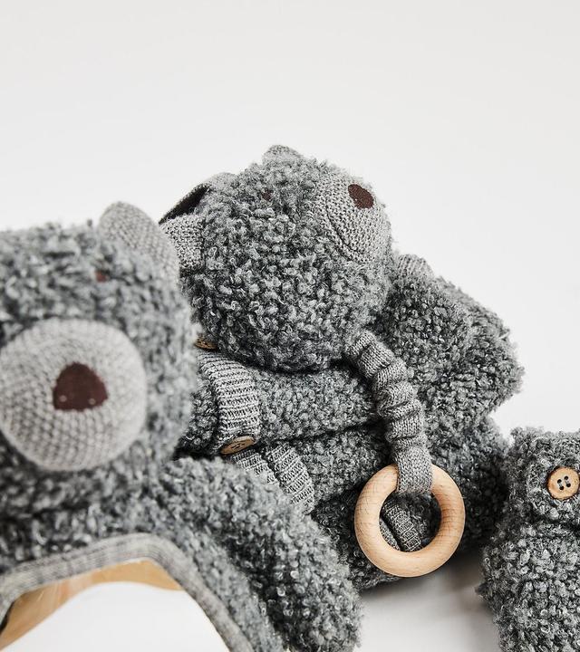 Actual product image Smallstuff - Music mobile, wool bouclé, grey melange - (40011-43)