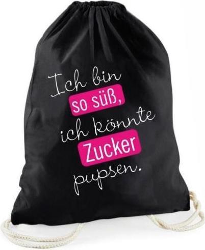 Actual product image 4you Design Statement gym bag "I'm so sweet, I could fart sugar." black
