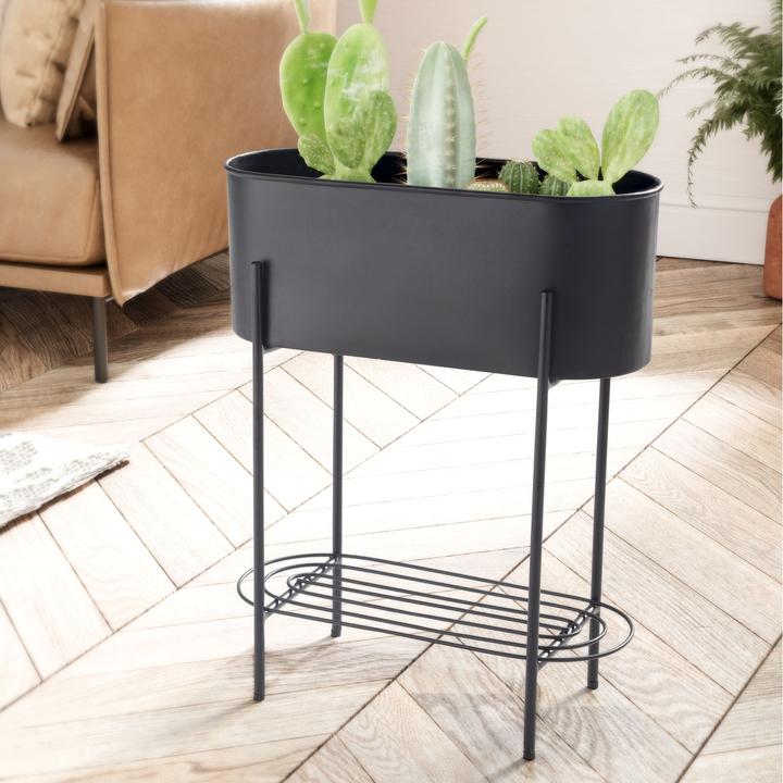 Produktbild FineBuy Pflanzgefäss FB92216 Metall Schwarz (21 cm)
