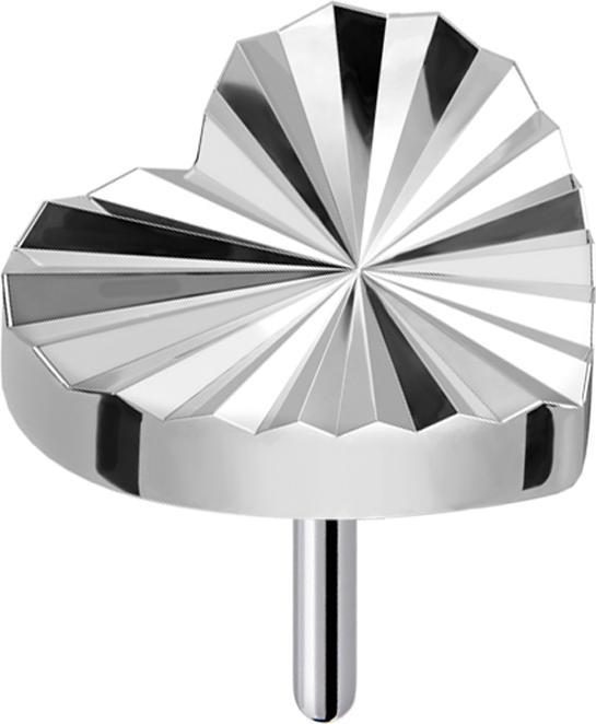 Star Piercing Threadless Diamantschliff Scheibe Herz silber (Titan G23, ohne Messing)