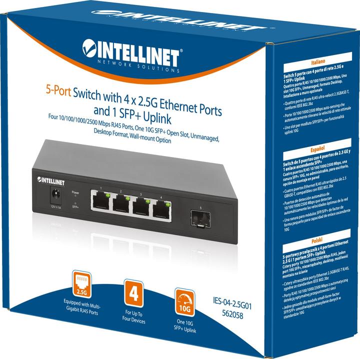 Immagine prodotto Intellinet Switch a 5 porte con 4 porte Ethernet 2.5G e 1 uplink SFP+ (5 Porti)