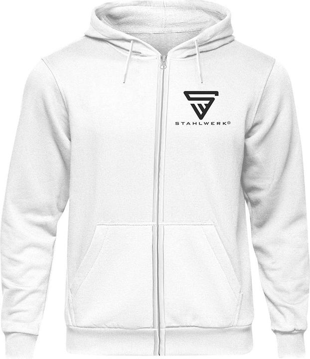 Stahlwerk Hoodie Kapuzenpullover Kapuzenpulli mit Reissverschluss in Weiss Grösse M (M)