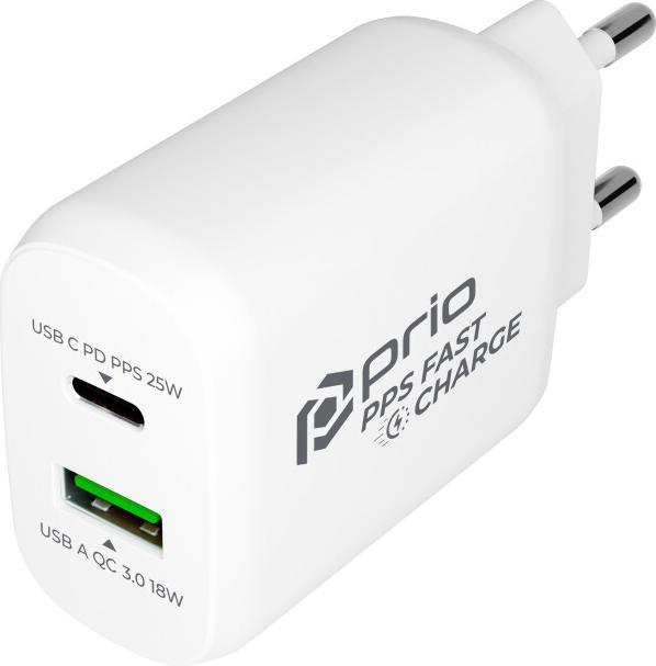Actual product image prio Fast Charge Wall Charger 25W PD PPS (USB C)+QC 3.0 (USB A) white (25 W)