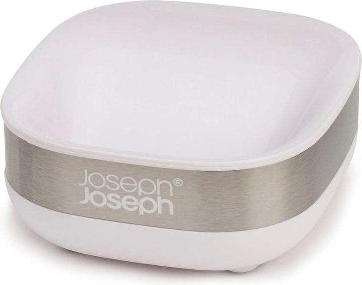 Actual product image Joseph Joseph 70533 Bathroom Slim Compact Steel Soap Dish- White/Steel