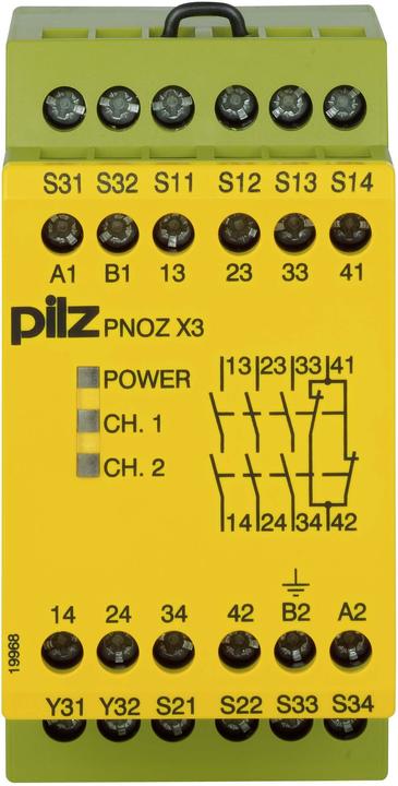 Actual product image Pilz PNOZ X3 safety relay w/LED,110Vac/24dc