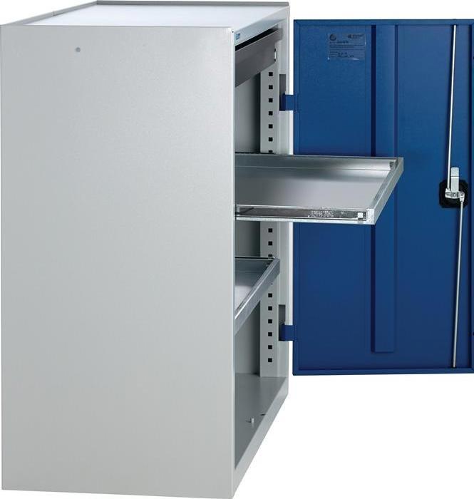 Actual product image Tool/storage cupboard H1000xW1000xD500 mm 1 drawer, 2 shelves light grey, RAL 7035/enzian blue... (56.50 cm, 100 cm)