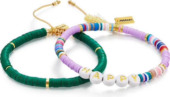 Image du produit Yokoamii Femmes Happy Acier inoxydable Fimo Perles or jaune - 30076 (22 cm, Acier inoxydable)