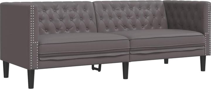 Produktbild VidaXL Chesterfield Sofa 3-Sitzer Couch Sessel Polstersofa Grau Kunstleder (Chesterfield)