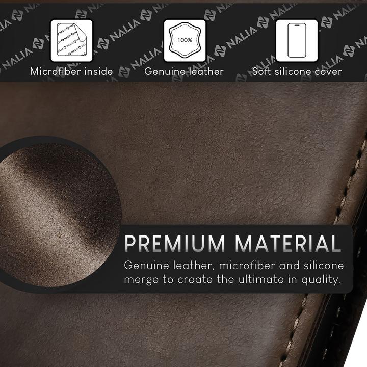 Actual product image Nalia Genuine leather flip case cover with magnetic fastener (Apple iPhone 15 Pro)