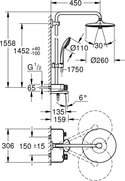 Actual product image Grohe Euphoria SmartControl System 260 Mono Shower System