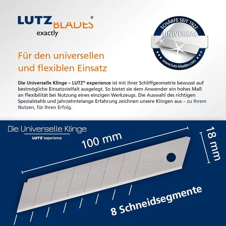 Actual product image Lutz Blades Universal Abbrechklingen-Set (50 Stück, 18mm) (Replacement blade)