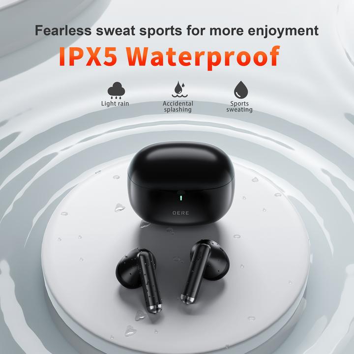Actual product image Qere E28 Wireless Bluetooth 5.3 Headphones In-Ear HIFI with Nois cancellation, IPX5 & Touch Control (ANC, 20 h, Wireless)