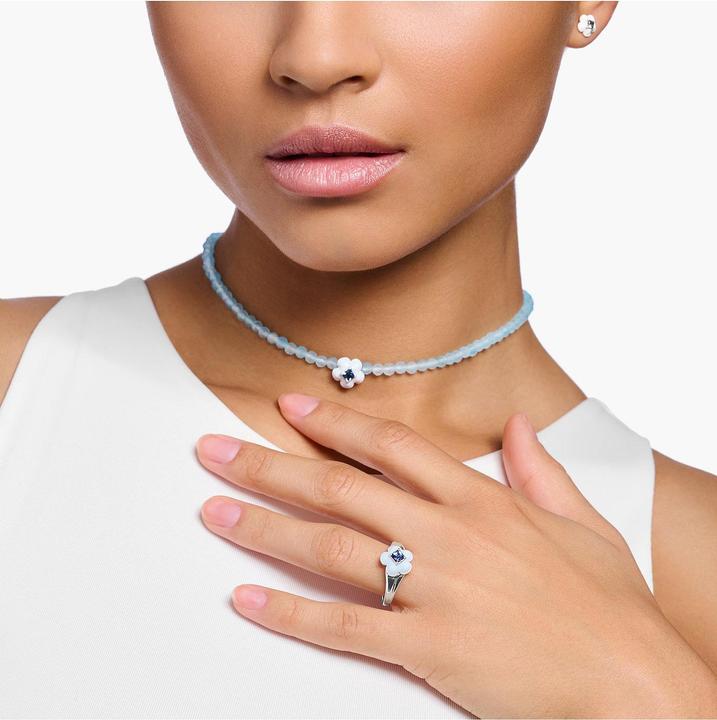 Actual product image Thomas Sabo Ring Flower with Blue Stone Silver (54, 925 Silver)